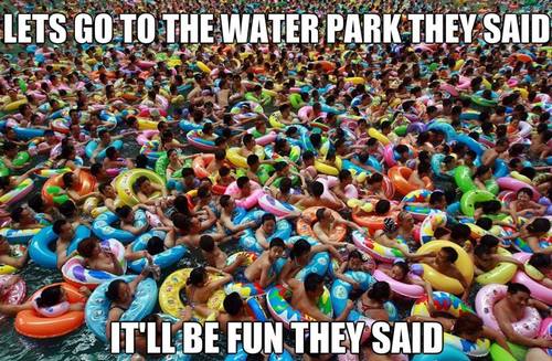 water park, inner tube, pool, crowd