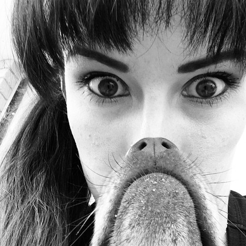dog, girl, grumpy, perspective, mouth
