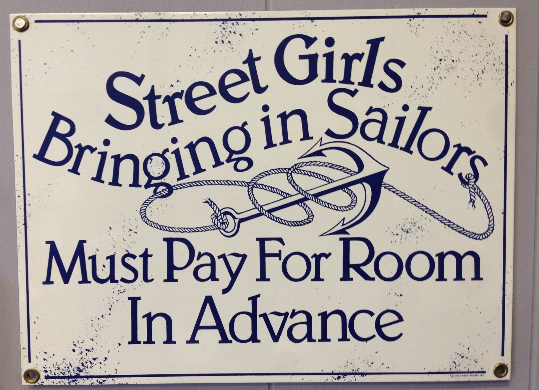 sign, street girls with sailors, pay in advance