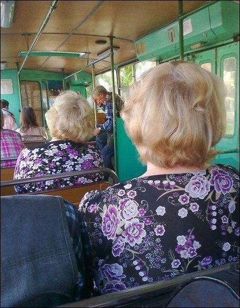 elderly, dressed the same, twins