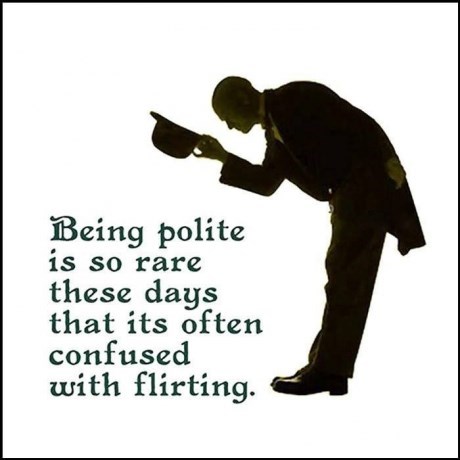 flirting, polite, confused, rare
