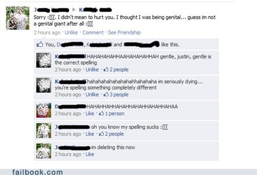 facebook, genital, spelling, lol, comments