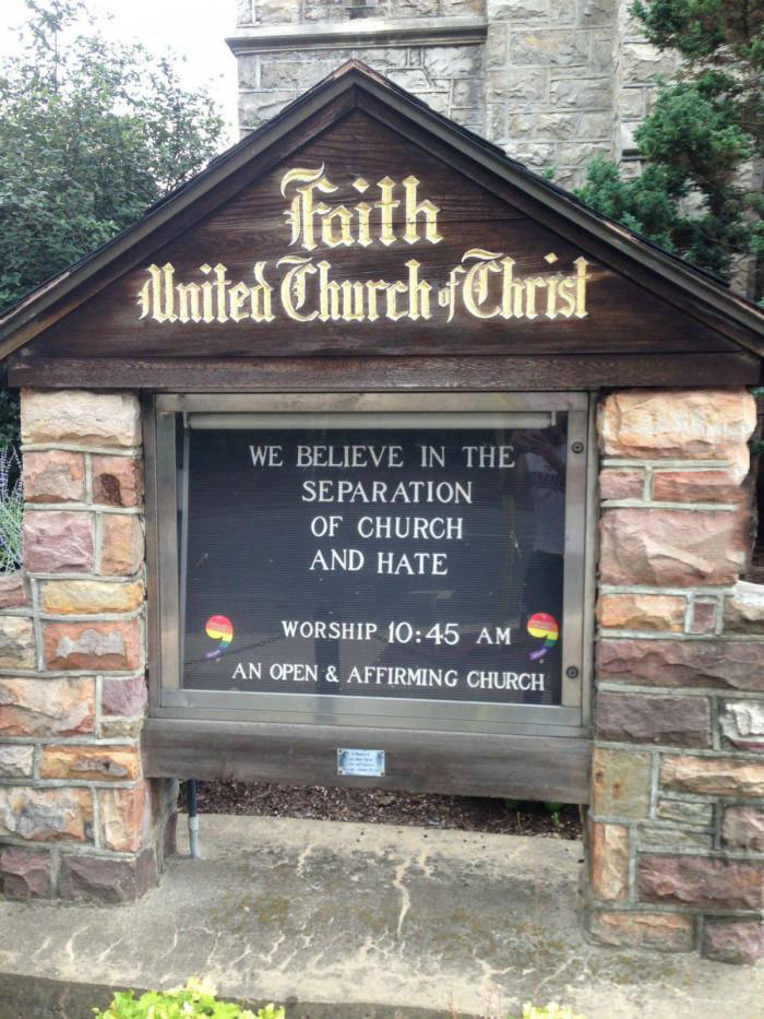 church, separation, hate, win, sign
