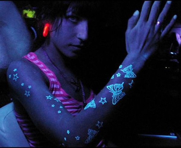 glowing ultra violet tattoos, uv tats, skin art