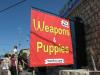 banner, sign, wtf, puppies, weapons