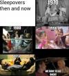 sleepovers, then and now, 1970, 1980, 1990, 2013, back to the future