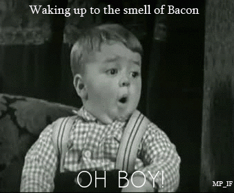 gif, bacon, oh boy, kid, black and white