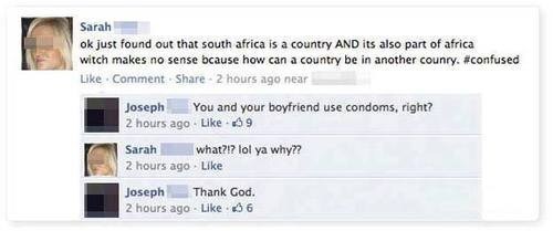 facebook, south africa, country, stupid, condoms, comments, lol