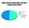 parents, cell phone, pie chart, dead, dying