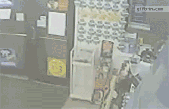 robber, gif, caught, security camera, mask, fail