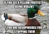 actual advice mallard, protest, responsibility