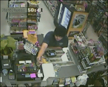 robber gets smashed with chair, win