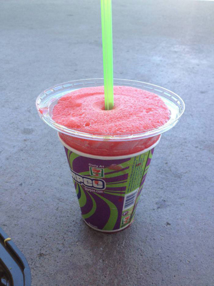 how to get the most slushy into your cup, lid, clever, life hack