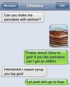 dyac, pancakes, sermon, syrup, lol