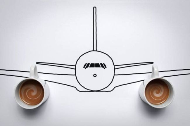 airplane, coffee mug, spiral, drawing