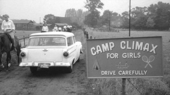 camp climax for girls, drive carefully, sign, wtf