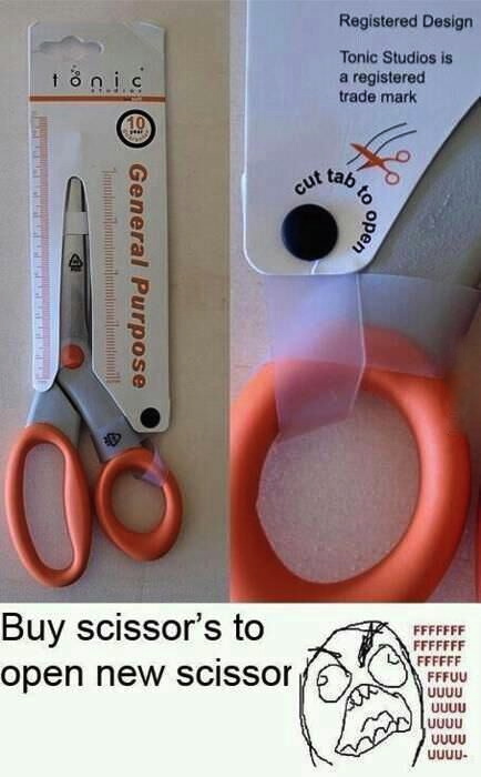 scissor's, packaging, fail