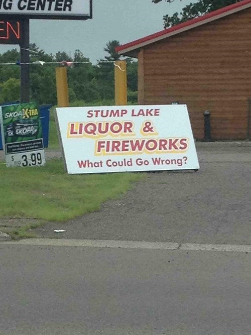 sign, liquor, fireworks, 4th of july, independence day
