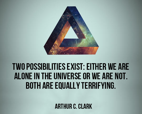universe, alone, terrifying, quote, arthur c clark