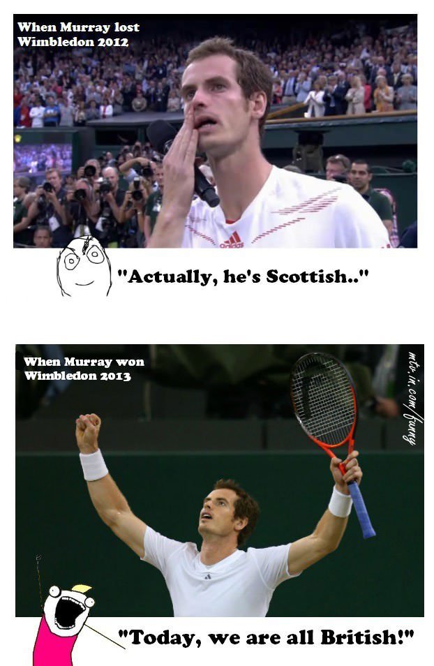tennis, hypocrite announcers, scottish, british, 2012, 2013