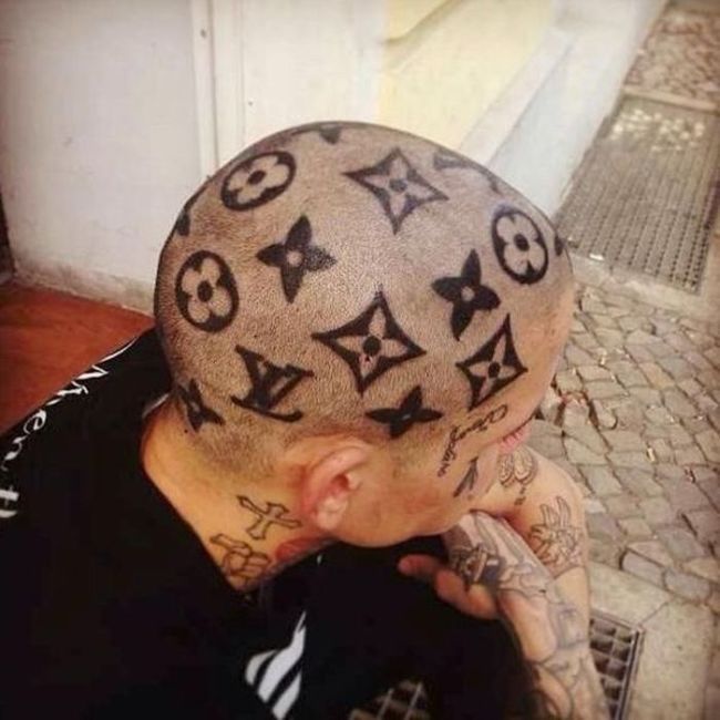 tattoo, head, stars, circles