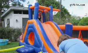 gif, inflatable slide, fail, lol, girl, kids