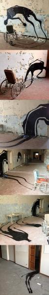 painting shadows, abandoned psychiatric hospital