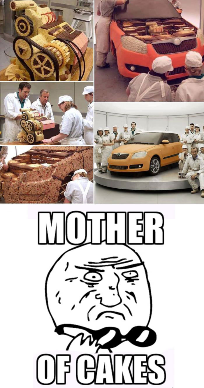 mother of cakes, huge, big, win, car, machinery, art