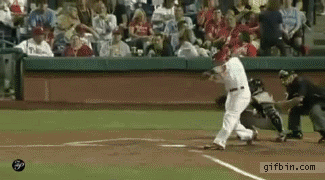 baseball fan catches foul ball with one hand while carrying food, win, like a boss, gif, catches baseball in one hand