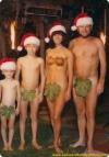 family portrait, wtf, adam and eve, santa hats, christmas, nudists