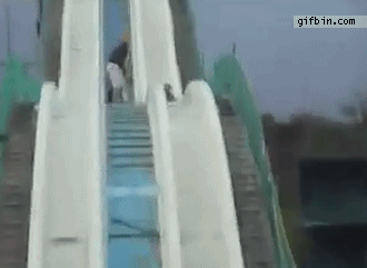 gif, fail, water slide, empty pool, ouch