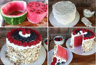 watermelon, cake, healthy dessert