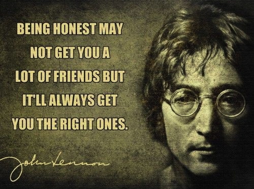 quote, john lennon, honesty, friends
