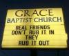 signs, church, real friends, rub in, rub out, wtf, fail