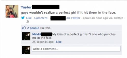 comments, facebook, perfect girl, punch in face