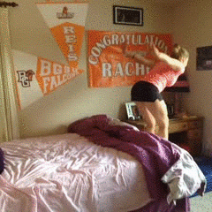 gif, bed flip covers, fail, lol, ouch, girl, back flip