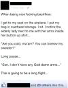 facebook, karma, being nice backfires, airplane ride, bad luck, no arms, cold