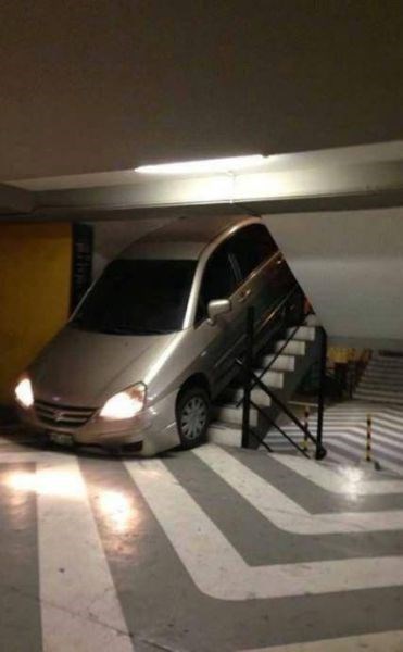 car, stairs, wtf, accident
