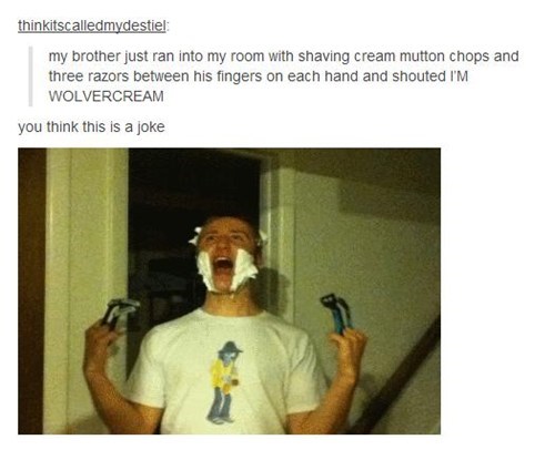 wolvercream, wordplay, shaving cream, razor blades