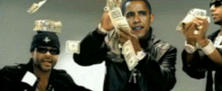 obama making it rain in a rap video
