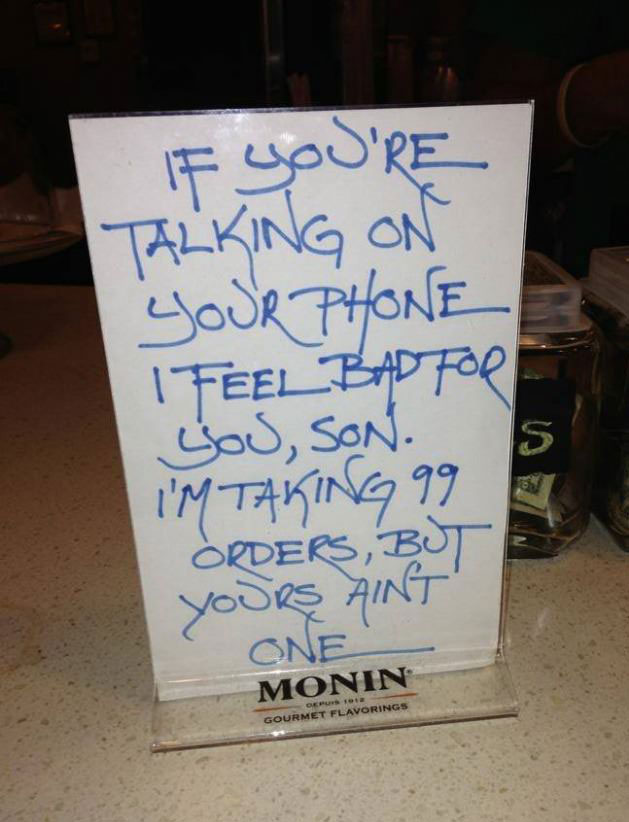 talking on your phone, order, 99 problems