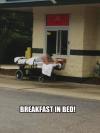 wtf, drive through, hospital bed, fast food, breakfast in bed, lol, meme