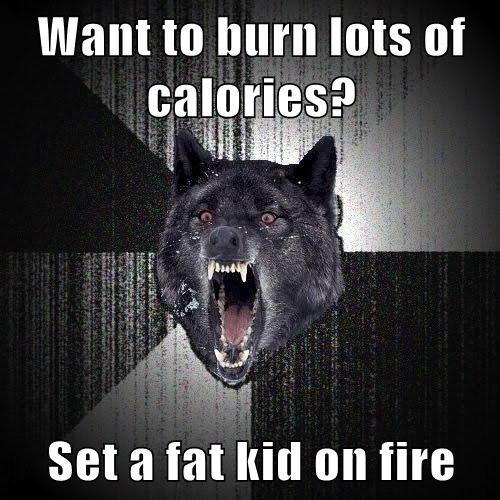 insanity wolf, burn calories, set fat kid on fire