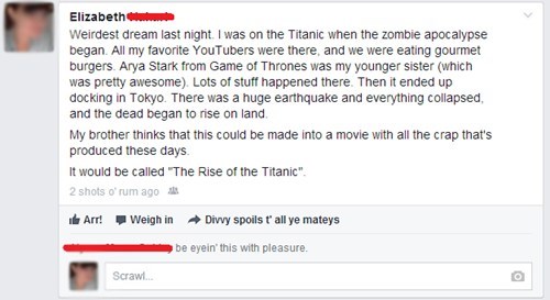 facebook, dream, rise of the titanic