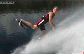 guy does push ups while water surfing, gif