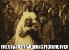 scariest wedding picture ever, wtf, gas masks, marriage