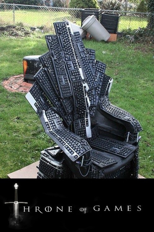 throne of games, keyboard, chair, wtf