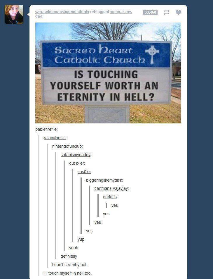 church, sign, imgur, touching yourself, hell, lol