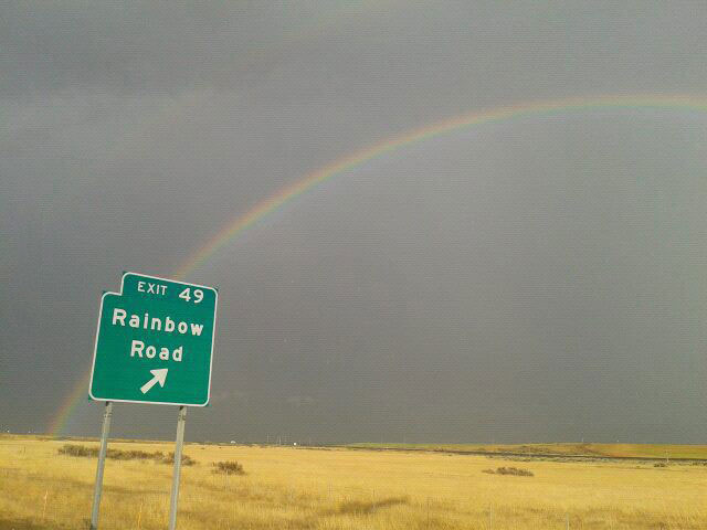 rainbow road, sign, timing