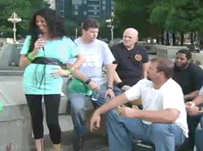 gif, reporter, big man, scary, green spandex body suit